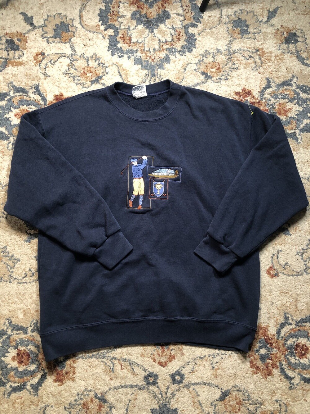 Vintage Nutmeg Sweatshirt Mens XL Blue Golf Embroidered 90s USA Crewneck
